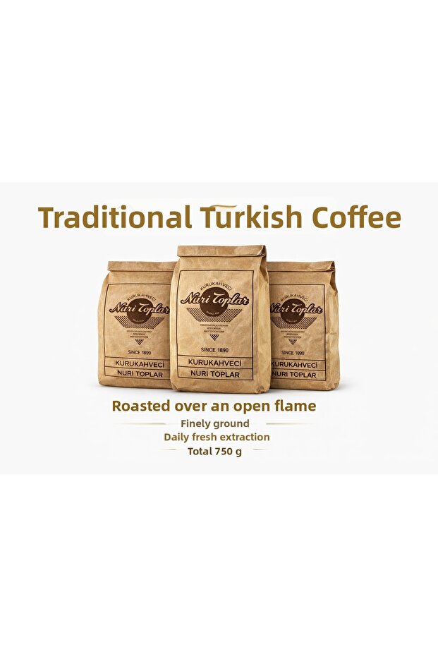 Turkish Coffee Roasted on Wood Fire Daily Freshly Roasted 3X250 Grams