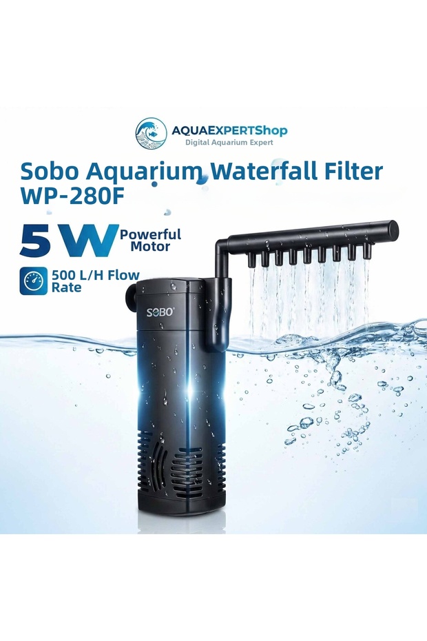 فلتر داخلي لحوض السمك مع جهاز شلال - 5 واط - 500 لتر/ساعة WP-280F