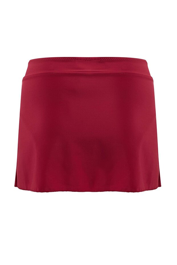 Bordo Normal Bel Yırtmaç Detaylı Etek Bikini Altı TBESS26BA00002 - 6
