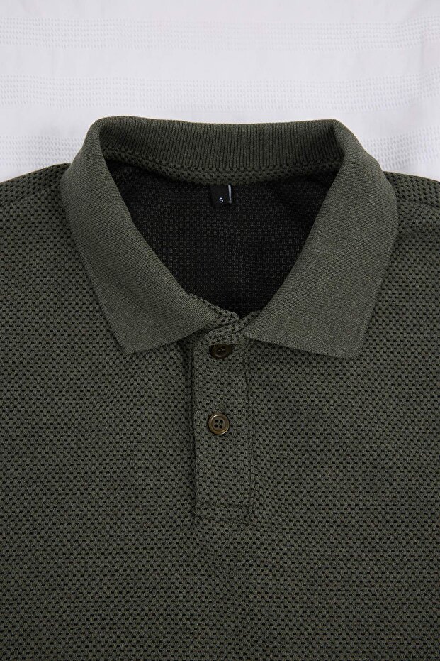 Haki Dokulu Regular Fit Polo Yaka Üst Eşofman Takımı TMNSS26EM00004 - 5