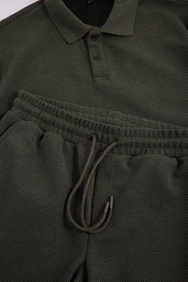 Haki Dokulu Regular Fit Polo Yaka Üst Eşofman Takımı TMNSS26EM00004 - 6