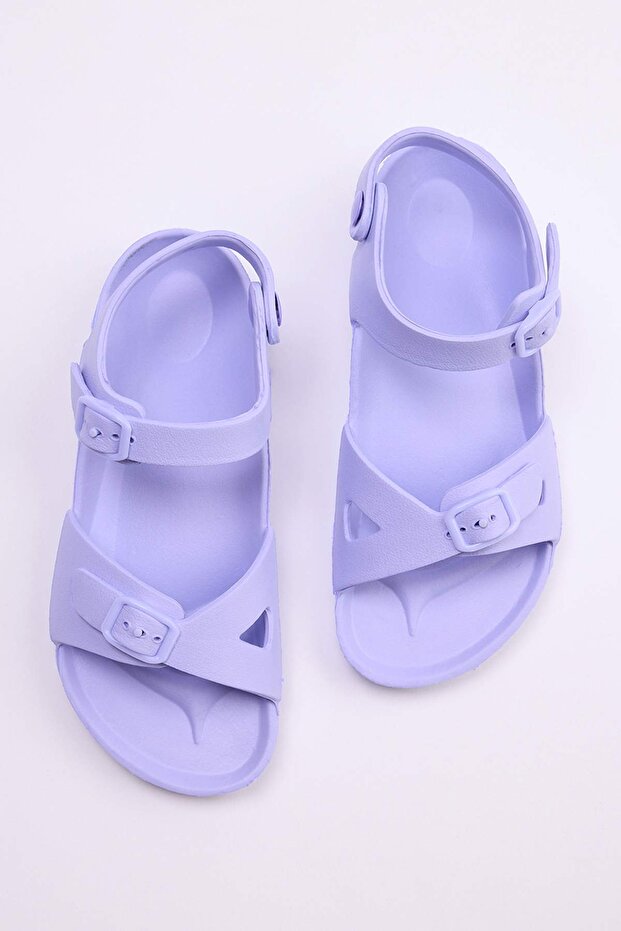 Lila Çift Bantlı Büyük Kız Çocuk Sandalet TAKSS26SD00002 - 1