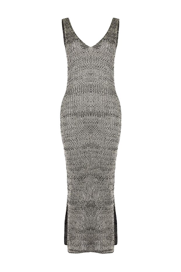 Siyah Triko Maxi Plaj Elbise TBESS25EL00126 - 5