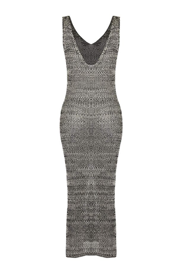 Siyah Triko Maxi Plaj Elbise TBESS25EL00126 - 6