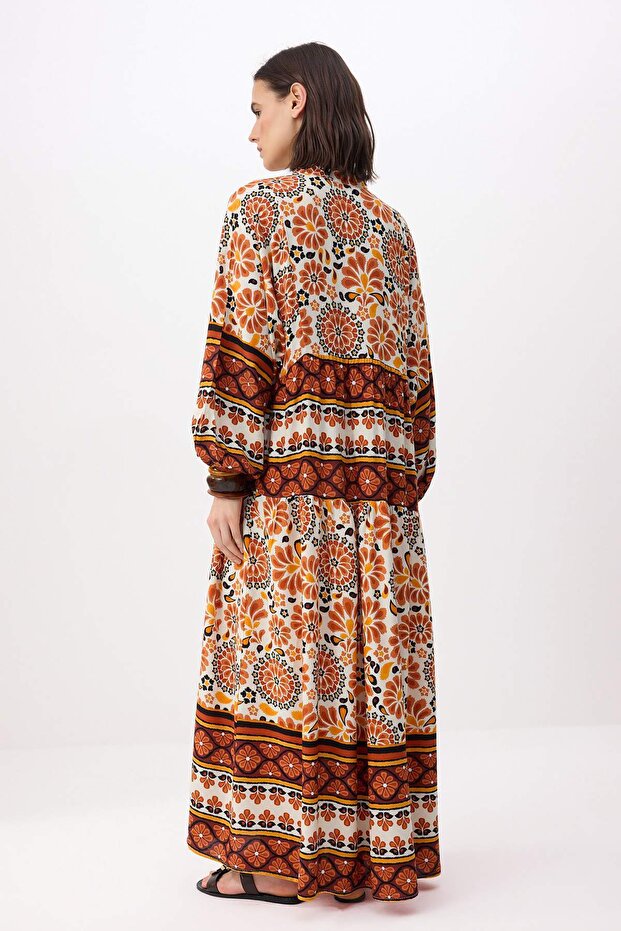 Taba Astarsız Etnik Dokuma Elbise&Tulum Shally Tesettür Elbise TCTSS24EB00221 - 4