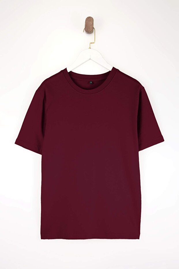 Bordo- Lacivert -Gri Regular/Rahat Kesim 3lü Paket Büyük Beden T-Shirt TMNSS24BF00059 - 12