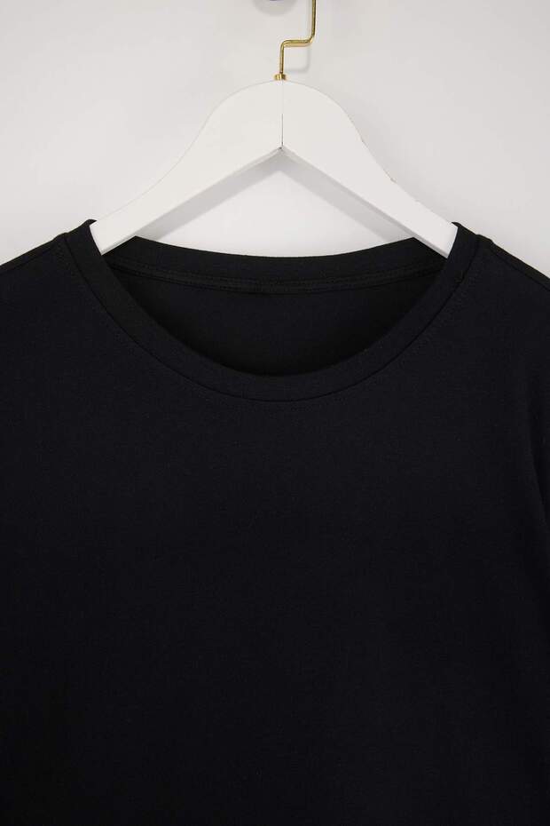 Siyah- Siyah 2'li Paket Oversize/Geniş Kalıp Büyük Beden T-Shirt TMNSS24BF00042 - 5