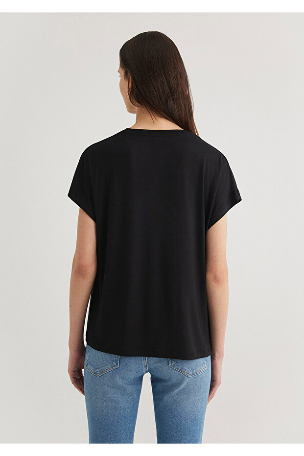 Μαύρο μπλουζάκι Basic Off Shoulder - Regular Fit1611649-900 - 5
