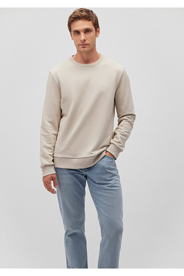 Bisiklet Yaka Bej Basic Sweatshirt 065751-35111 - 1