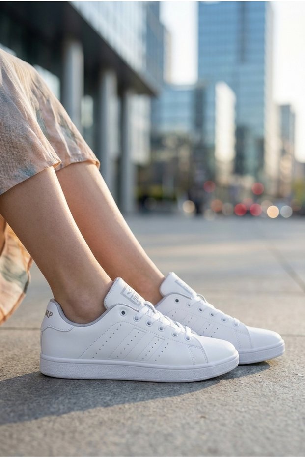 Women's White Skin Sports Shoes 15306