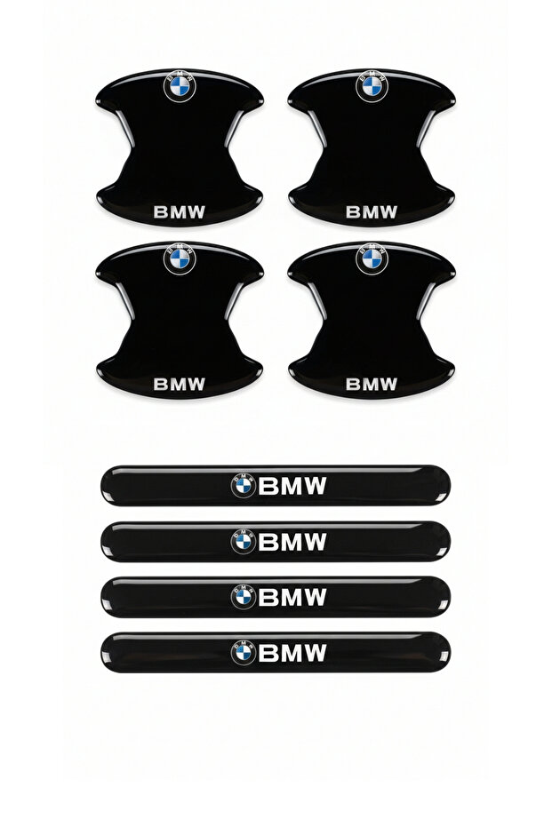 Premium Door Handle Scratch Protector (Set of 8) – Black & Transparent / Vehicle Brand Labelled