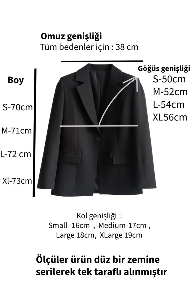 Black Blazer Jacket with One Button - 7