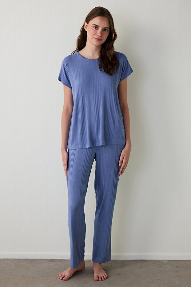 Indigo Hailee Crew Neck Short Sleeve Pyjama Set