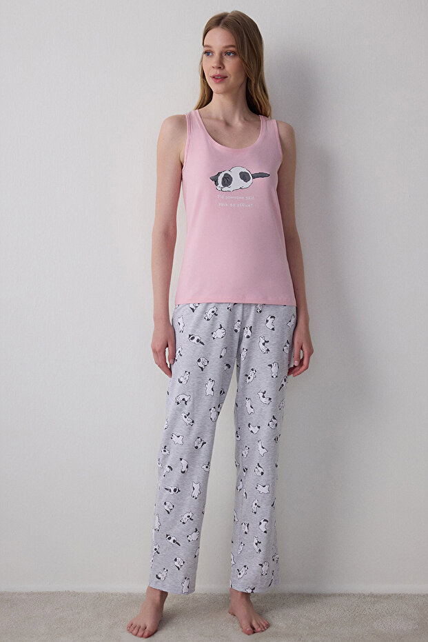 Mix Pink Tank Top Cotton Pyjama Set