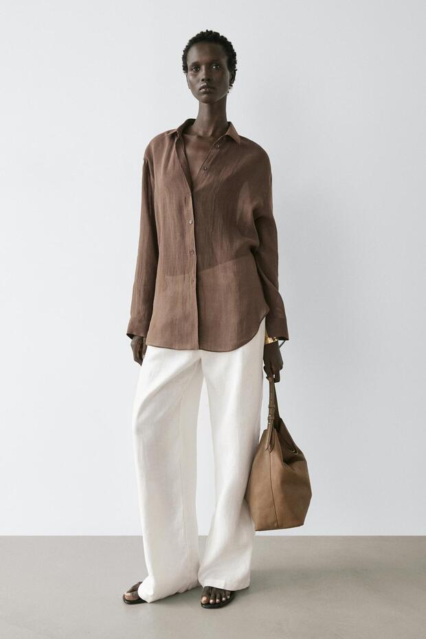 Yakalı dökümlü gömlek - 1