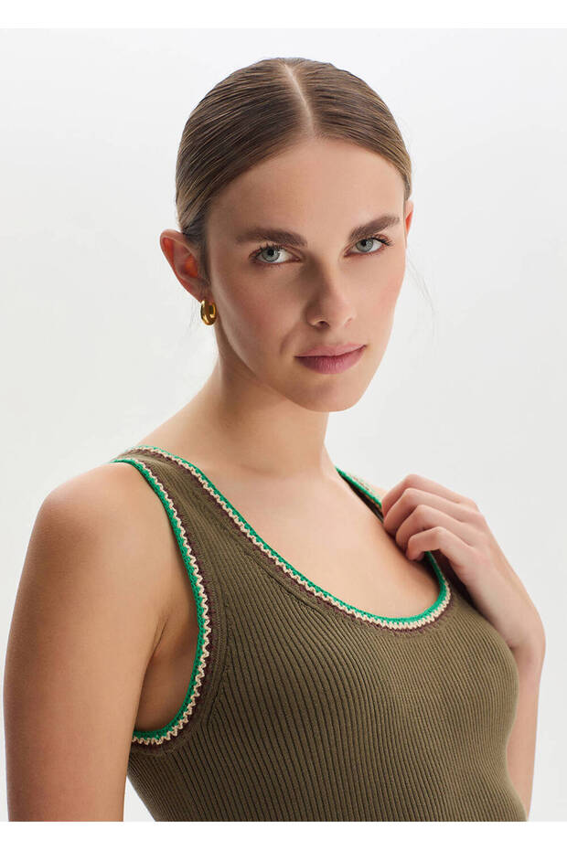 Khaki Organic Mercerized Cotton Knitwear Top
