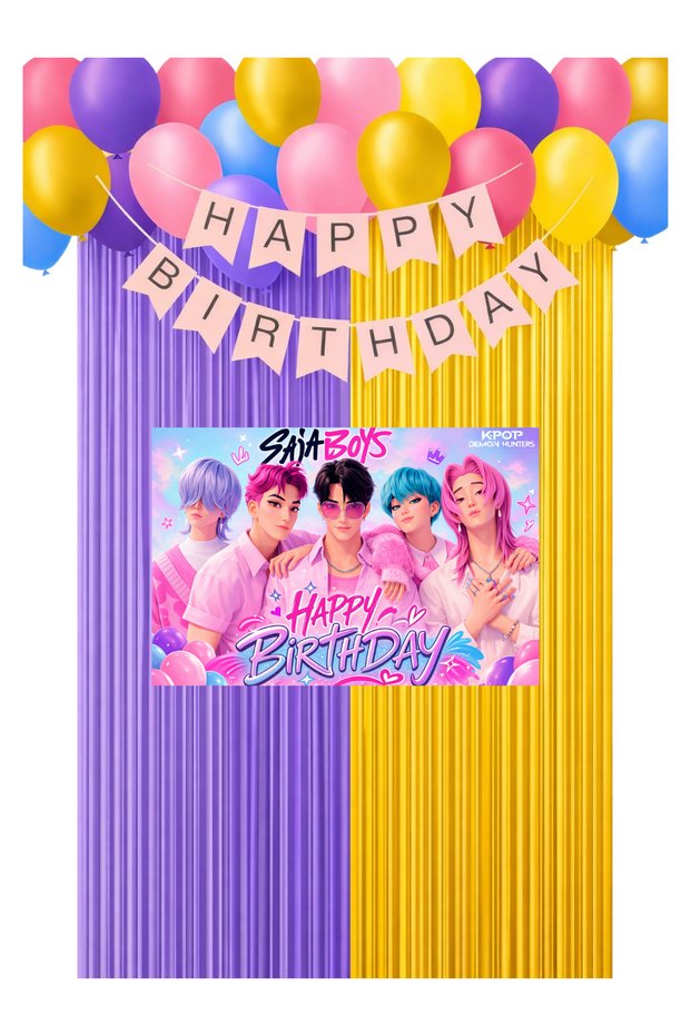 Saja Boys K-Pop Demon Hunters Birthday Curtain Party Supplies Ornaments 50X70 cm