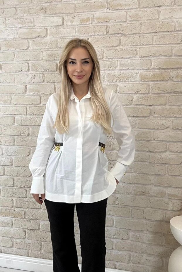 Roxelle Imported Design White Shirt - Special D Textured P Cotton U Premium Women's Shirt