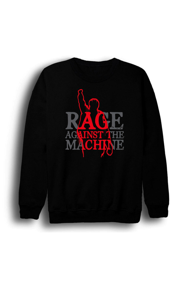 Rage Against the Machine - Music Group Printed Unisex 100% Cotton Crew Neck Black Sweatshirt