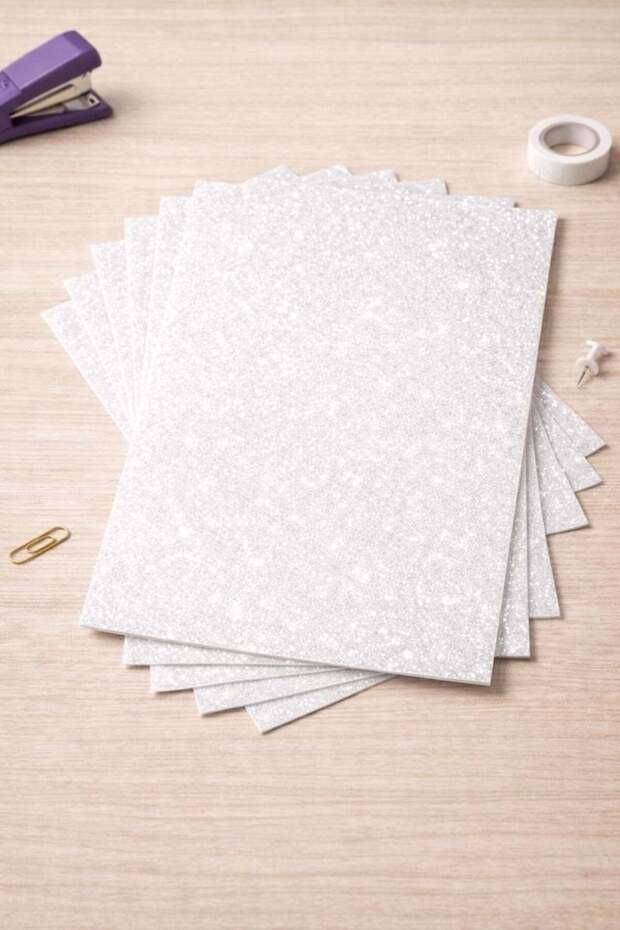 Whitecolored Glitter Eva Sponge 50X70 cm 10 Pack 1.5 mm
