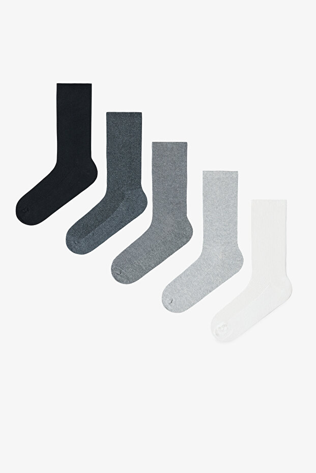 5 Pairs of Cotton Ribbed Colorful Socks