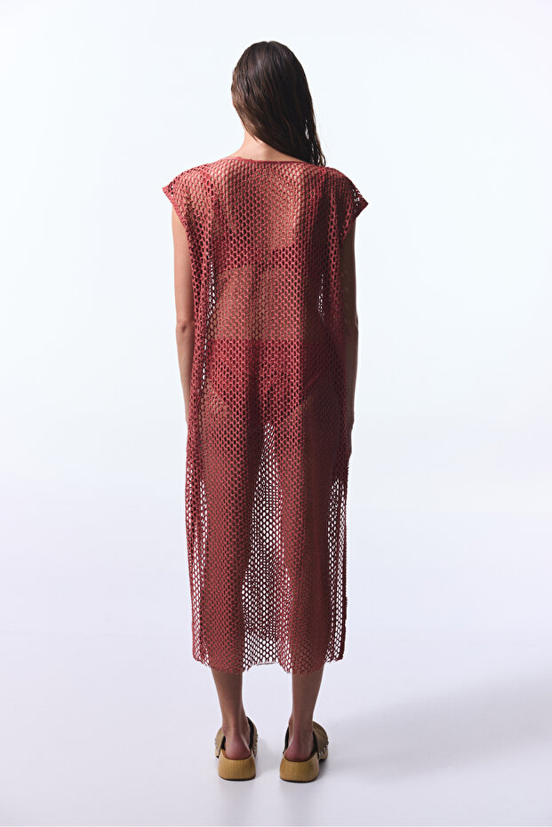 Hellbraunes Lora-Fischnetzkleid - 2