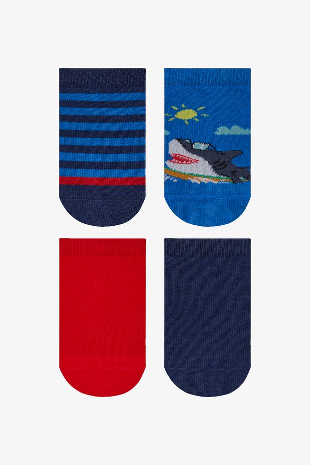 Boy's Shark 4-Piece Multicolored Booties Socks