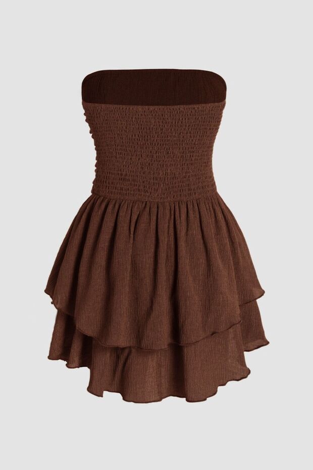 Strapless Ruffled Mini Dress - 4