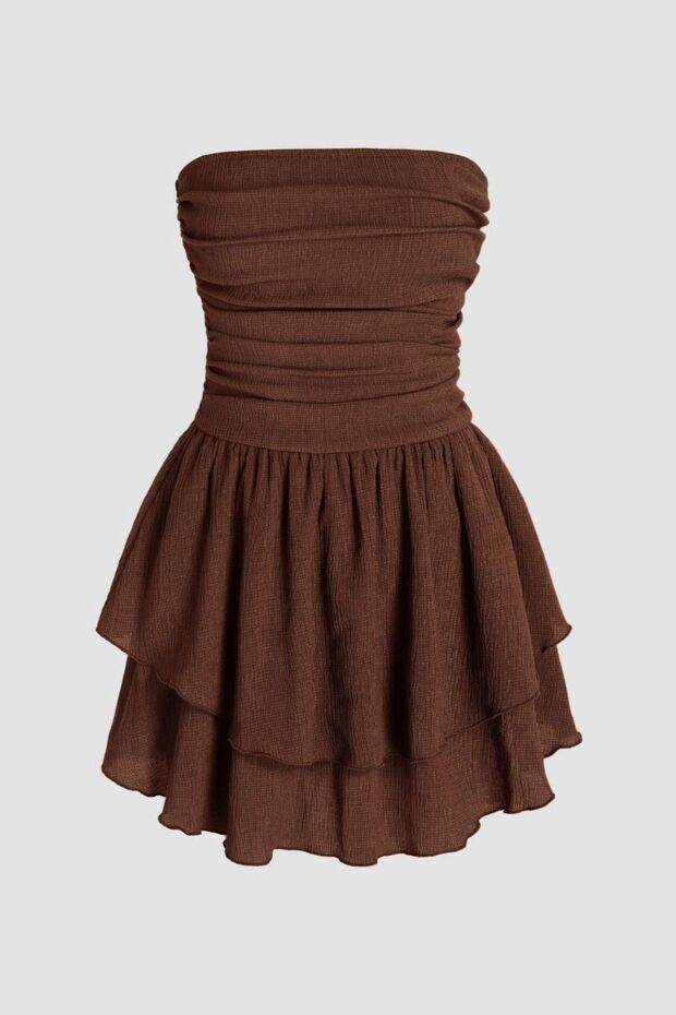 Strapless Ruffled Mini Dress - 1