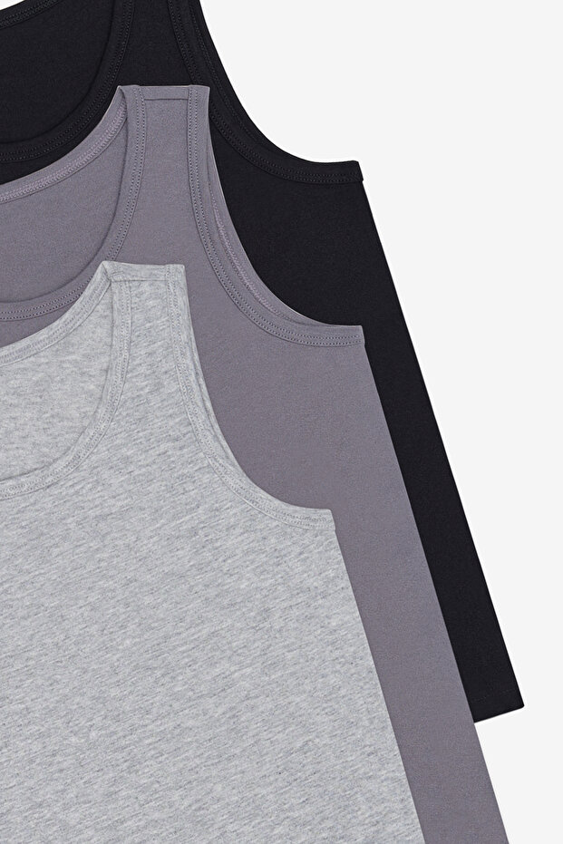 Boy's Black Solid 3-Piece Multicolor Undershirt - 5