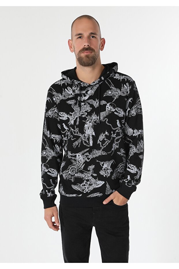 Regular Fit Erkek Siyah Sweatshirt - 4