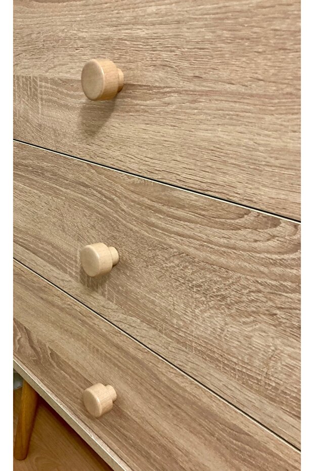Decorative Natural Wooden Round 8-Piece Cabinet Handle Natural