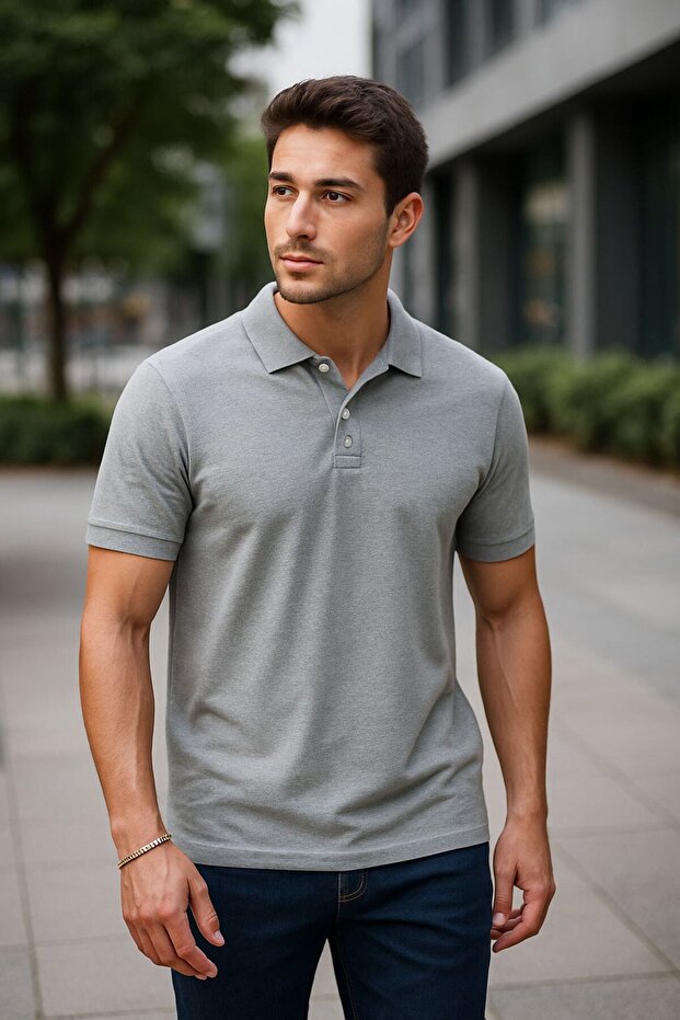 Men's Polo Neck 100% Cotton T-Shirt