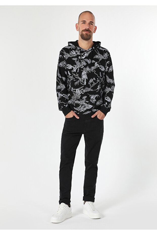 Regular Fit Erkek Siyah Sweatshirt - 1