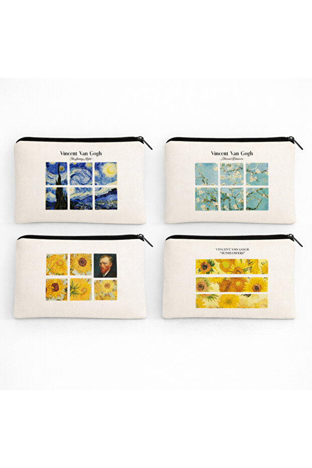 Van Gogh Works 4-Piece Makeup Bag, Pen Holder, Wallet