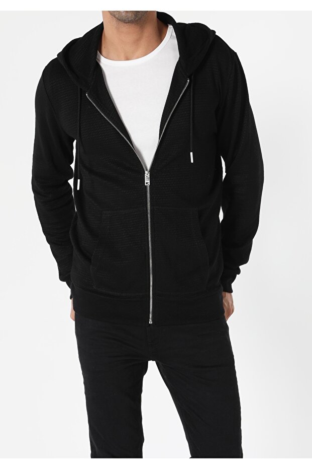 Regular Fit Erkek Siyah Örme Ceket - 3