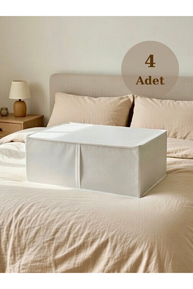 Venita Home 4 Adet Fermuarlı Kutu Formunda Çok Amaçlı Hurç, Dolap İçi Düzenleyici, Baza Hurç 50x40x19