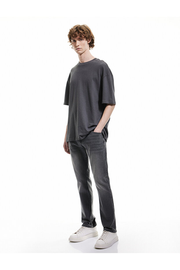 Regular Waist Cotton Straight Fit Jean Pants - Mark Jean