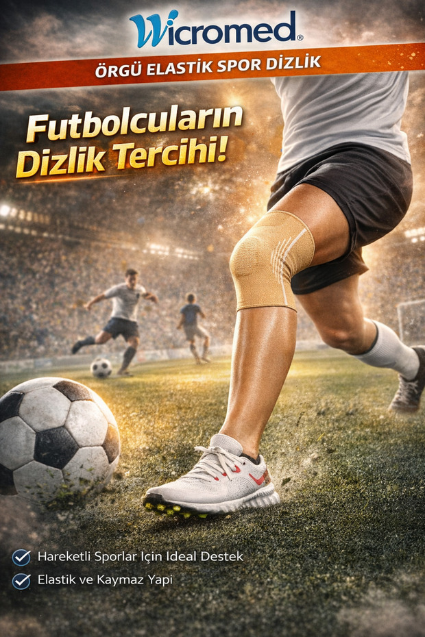 Bej Spor Elastik Ortopedik Örme Dizlik, Rahat ve Destekli Spor Aksesuarı - 3