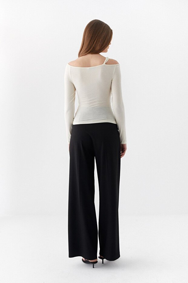 Çift Kat Drapeli Bluz Ekru - 5