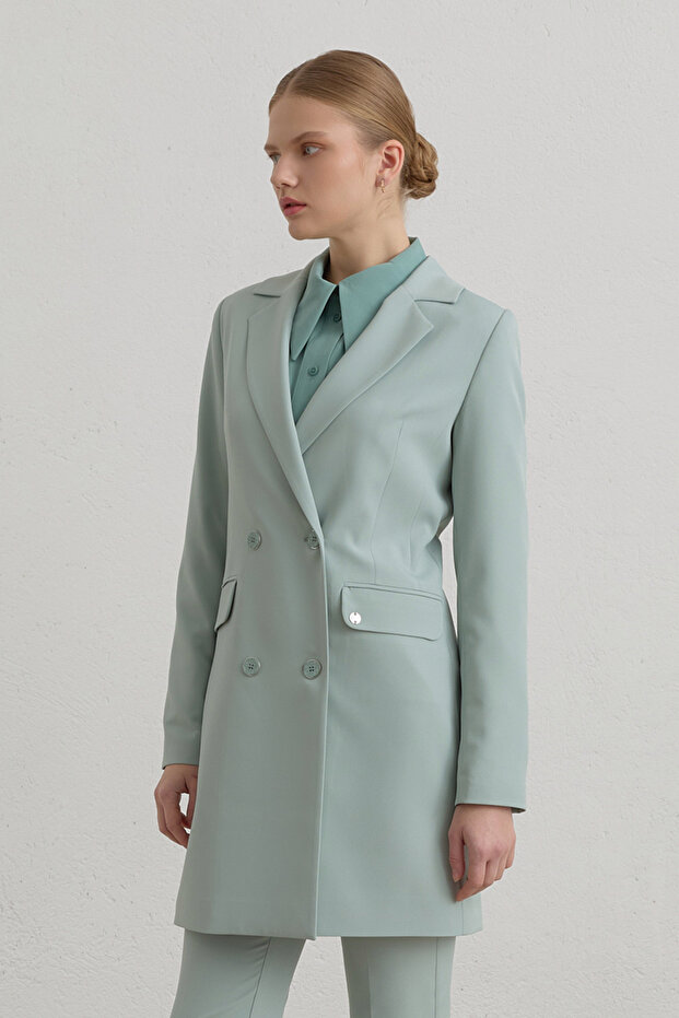 Kruvaze Blazer Basic Ceket Aqua - 2