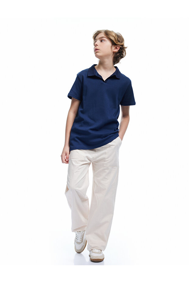 Cotton Short Sleeve Basic Polo Collar T-Shirt