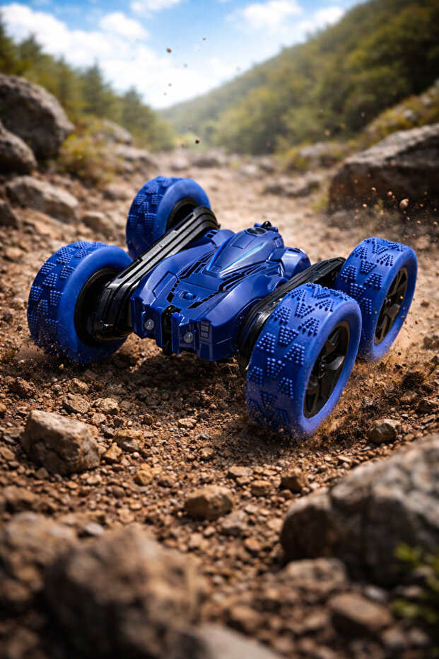 Toy Remote Control Somersault Car 360 Degree Rotating Full Function Super Speed -Blue