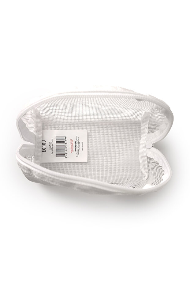 حقيبة مكياج شبكية باللون الأبيض - 7