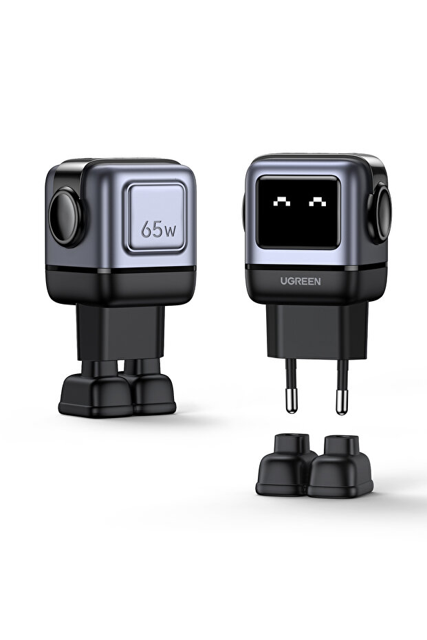 Nexode Uno 65W Robot GaN Hızlı Şarj Cihazı 2xUSB-C, 1xUSB-A, Gri, 25685B - 4