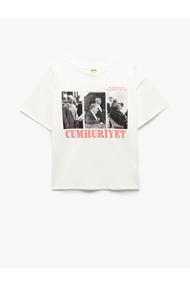 Ataturk Printed Short Sleeve Crew Neck Cotton T-Shirt