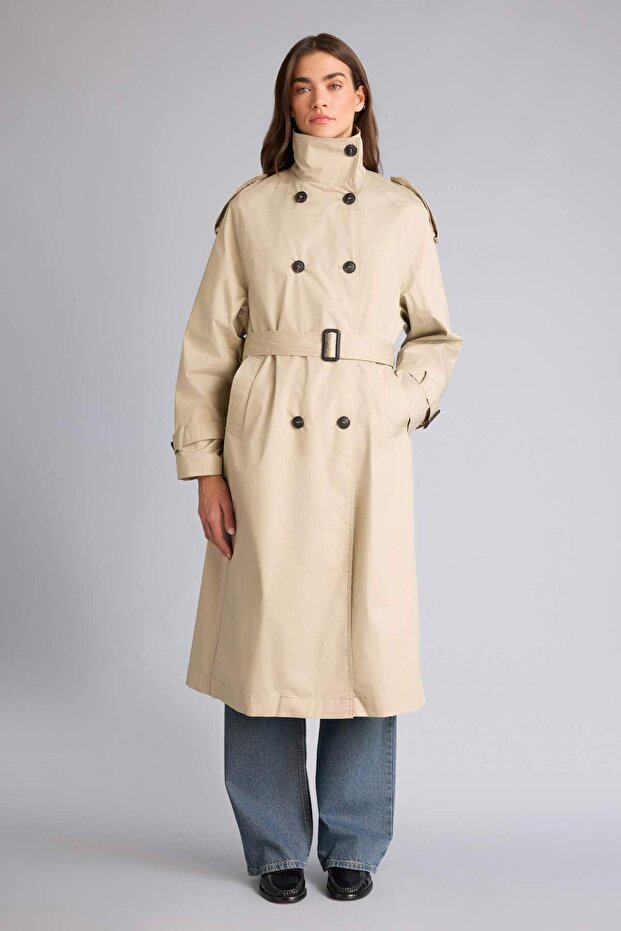 Warm Cotton Lined Cross-Weave Trench Coat G9107Ax26Sp