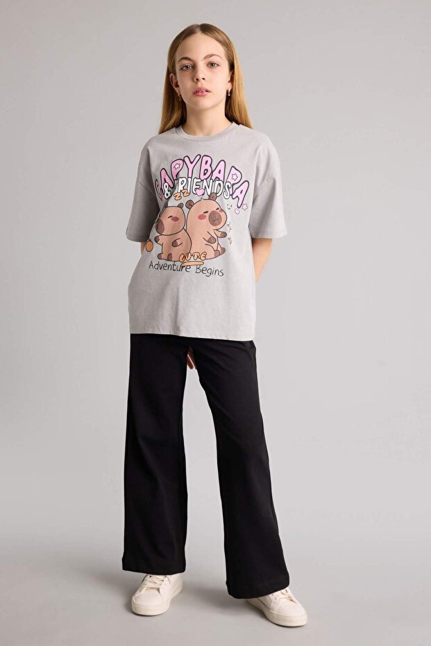 100% Cotton Wide Leg Pants for Girls G0338A826Sp