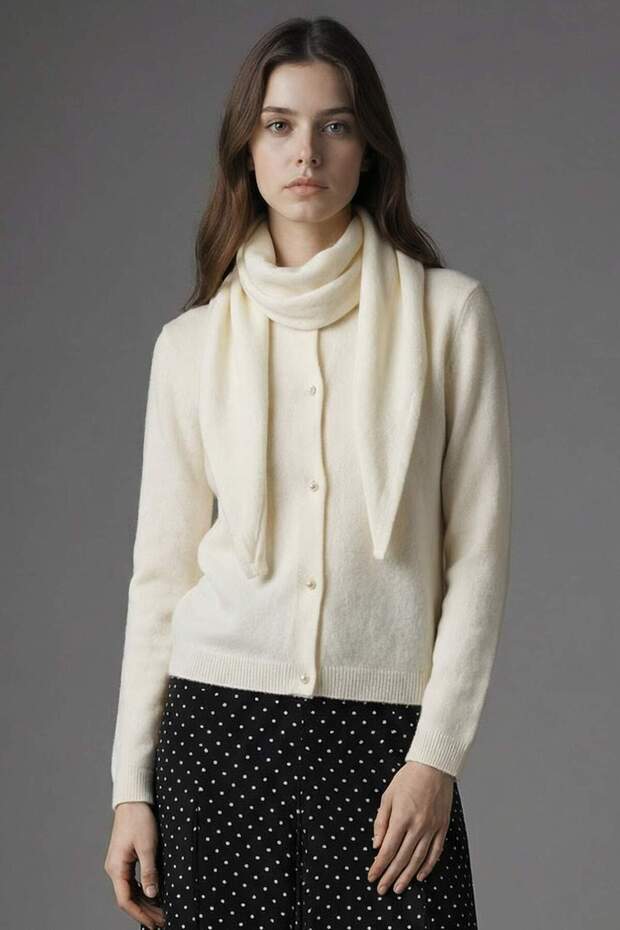 Scarf Regular Fit Crew Neck Knitwear Cardigan G9238Ax26Sp