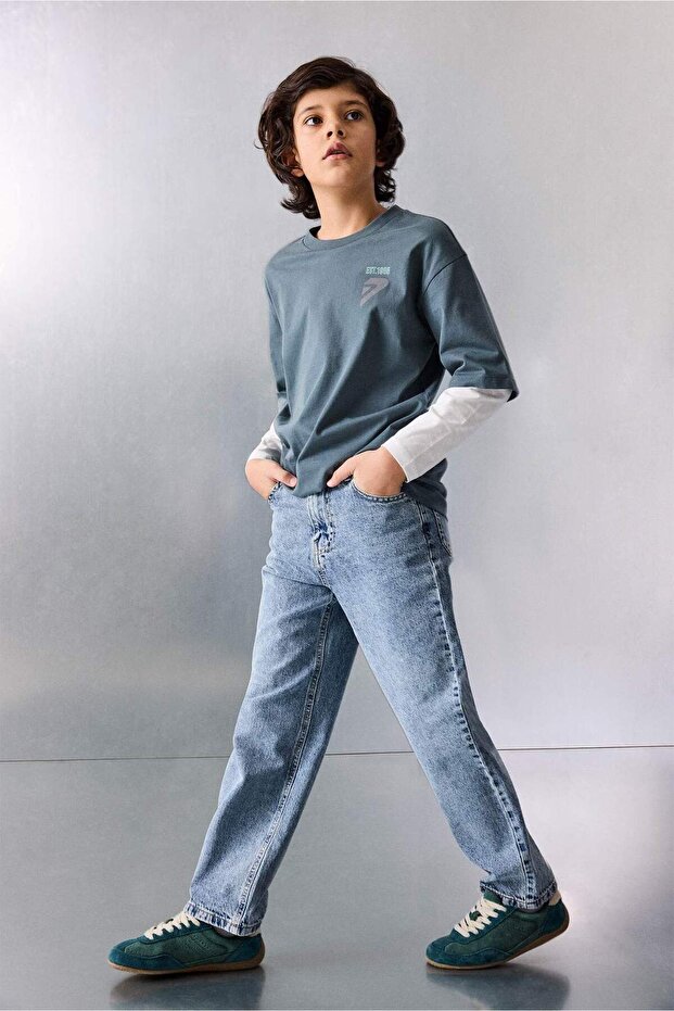 Wıde Leg Jean Pantolon Erkek Çocuk F9439A826SM - 1